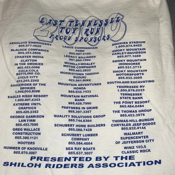 2006 15th Annual East Tennessee Toy Run Long Sleeve motorcycle T-shirt - Picture 4 of 5